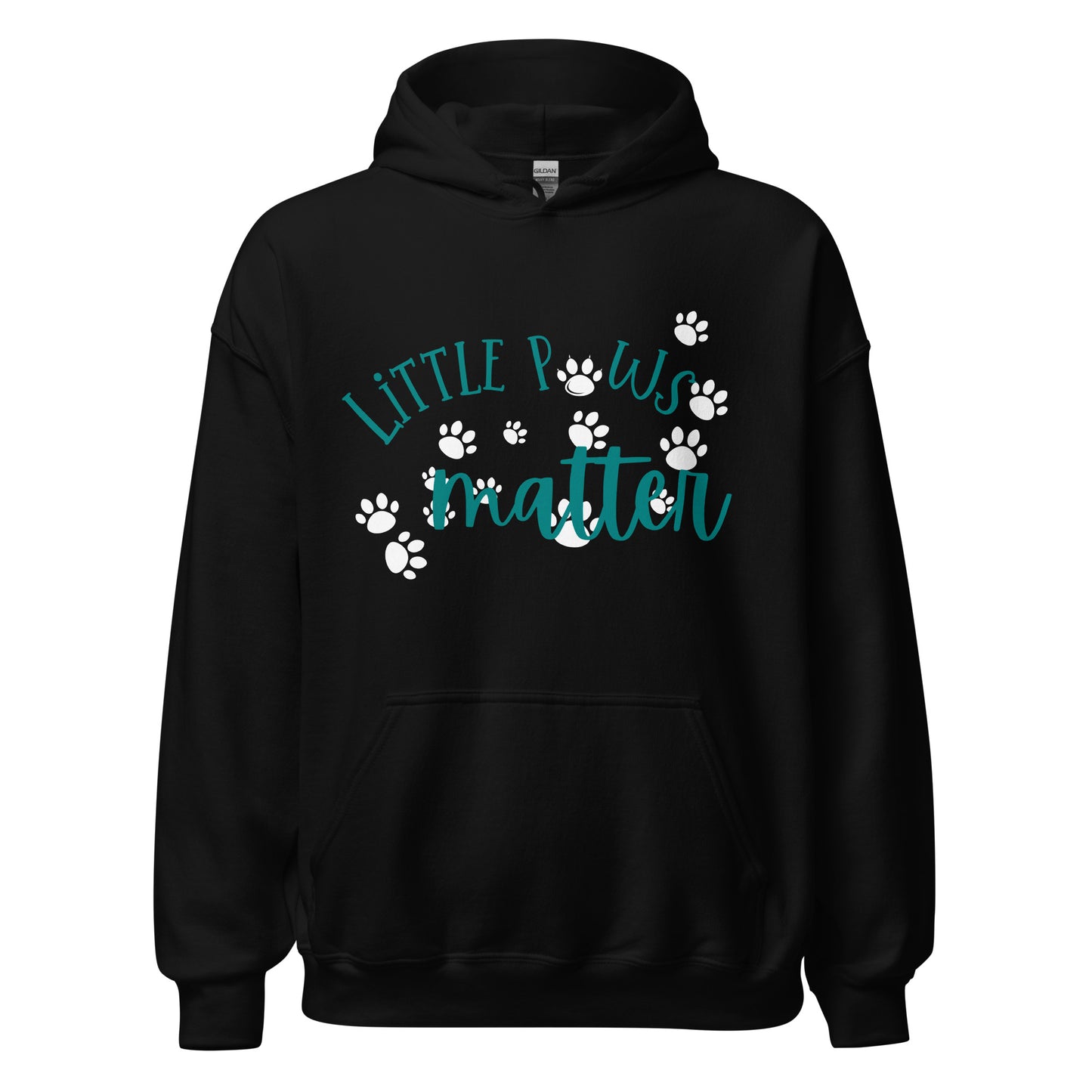 Little Paws Matter White on Black Hoodie